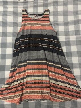 Derek Heart Zigzag Tank Dress in Orange, Brown & Cream